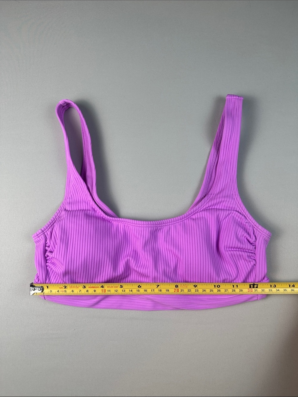 Ribbed Scoop Swim Padded Bikini Top Lavender Medium Clasp - Picture 2 of 6